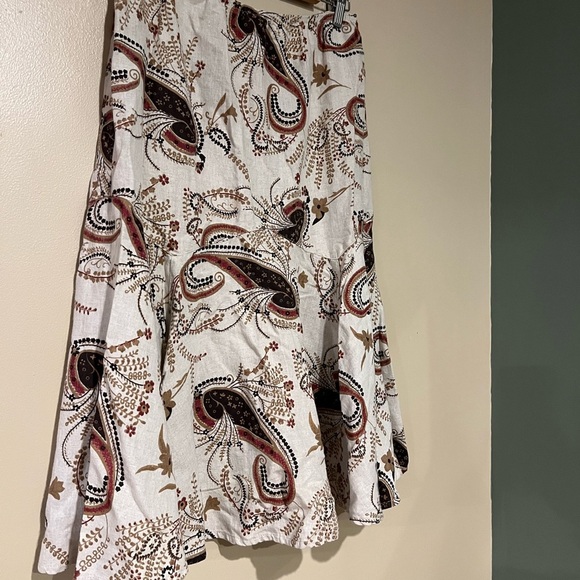 Two Star Dog Women's MIDI Tiered Paisley Linen Cotton Blend Skirt Made In USA Sm - Picture 2 of 6